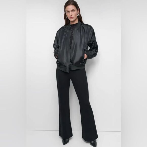 DKNY black organza sheen bomber jacket size large NWT - Picture 1 of 9